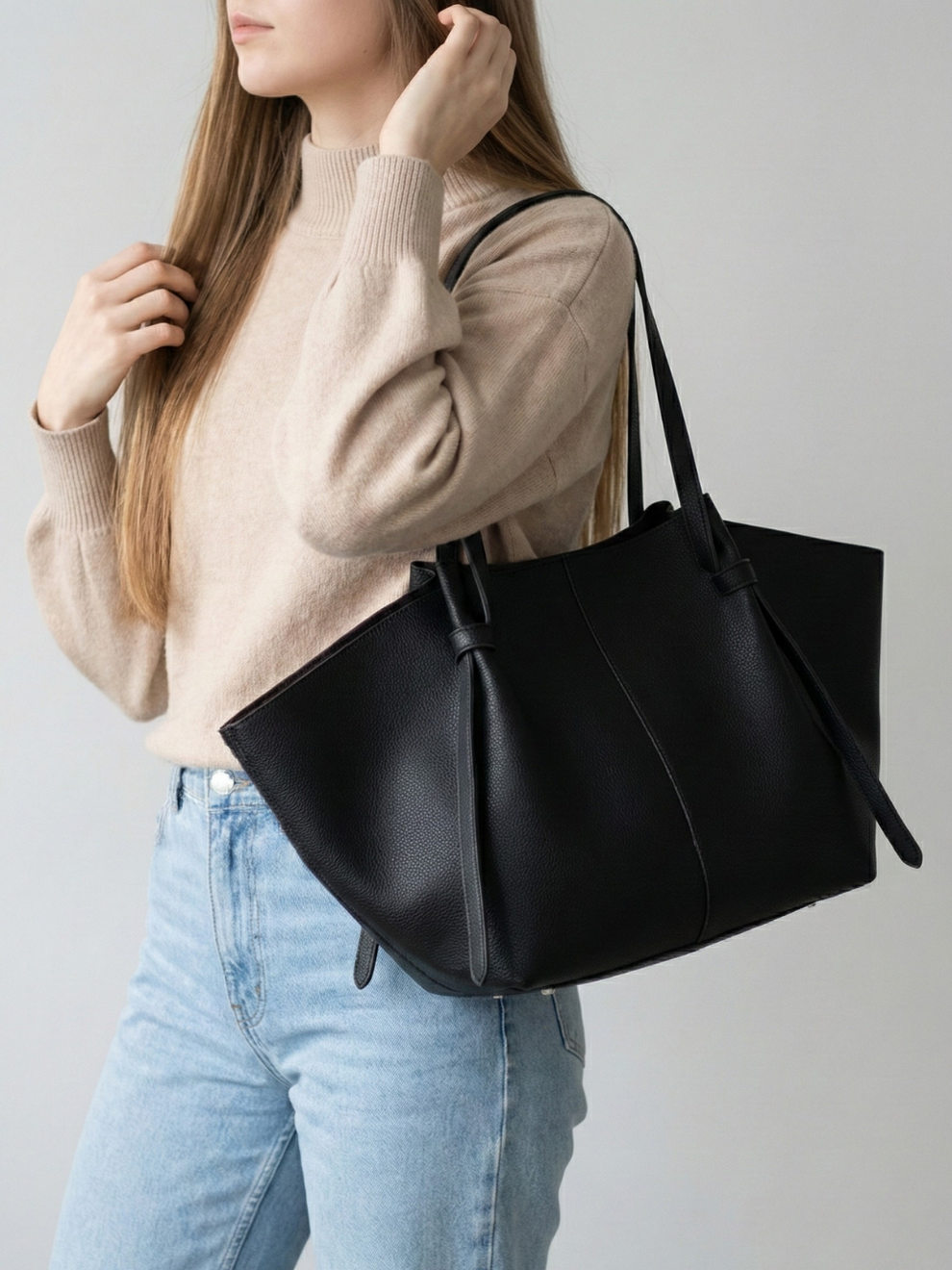 Large leather tote bag for work