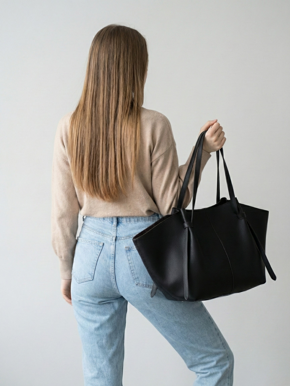 Large leather tote bag for work