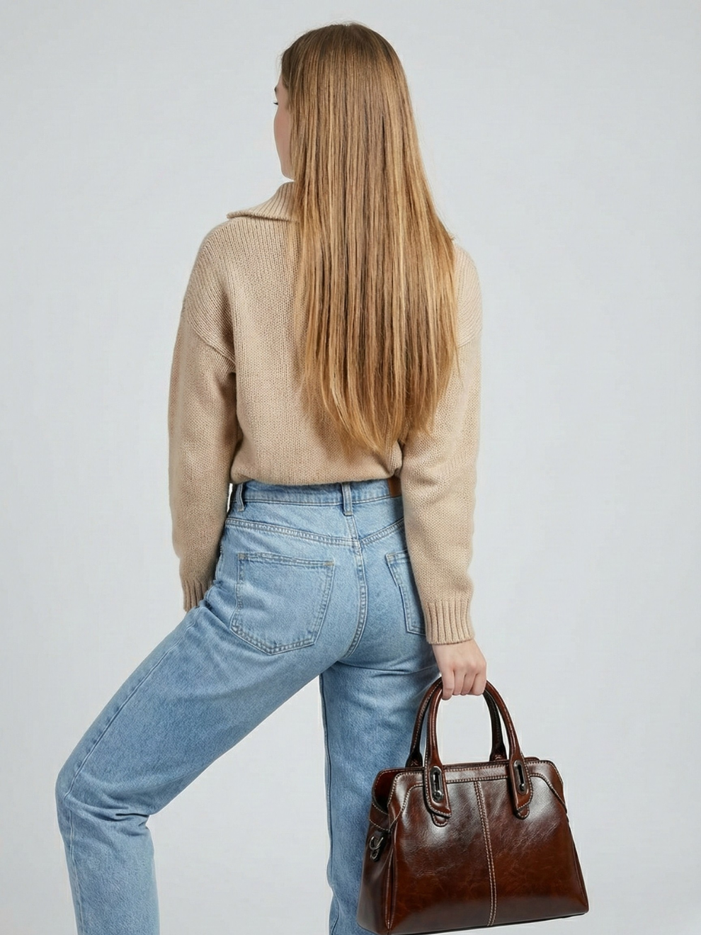 Leather bag for women work