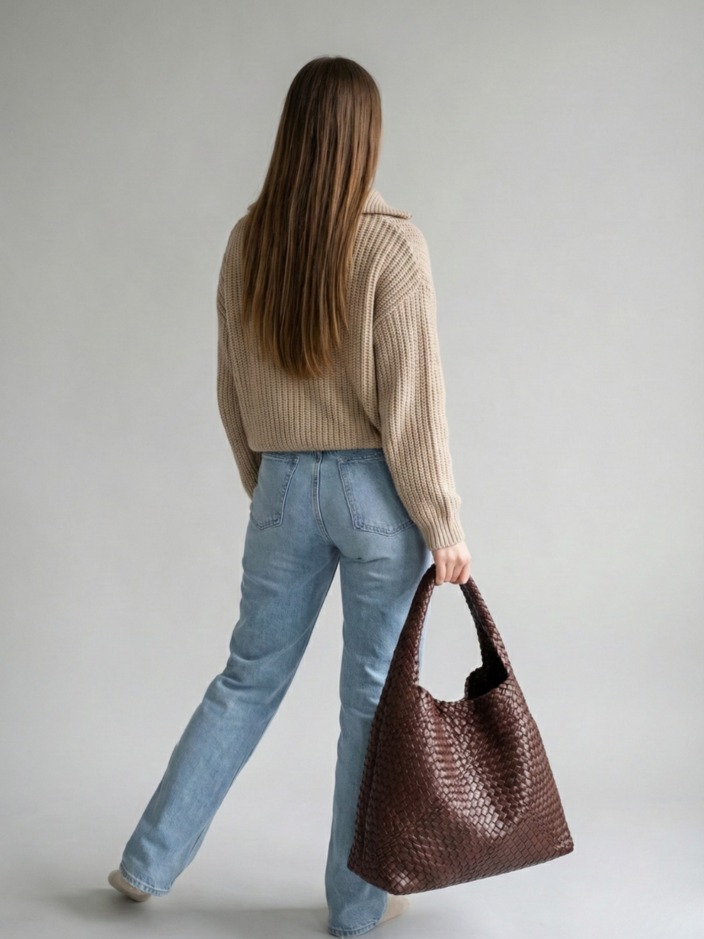Woven Leather work bag for ladies