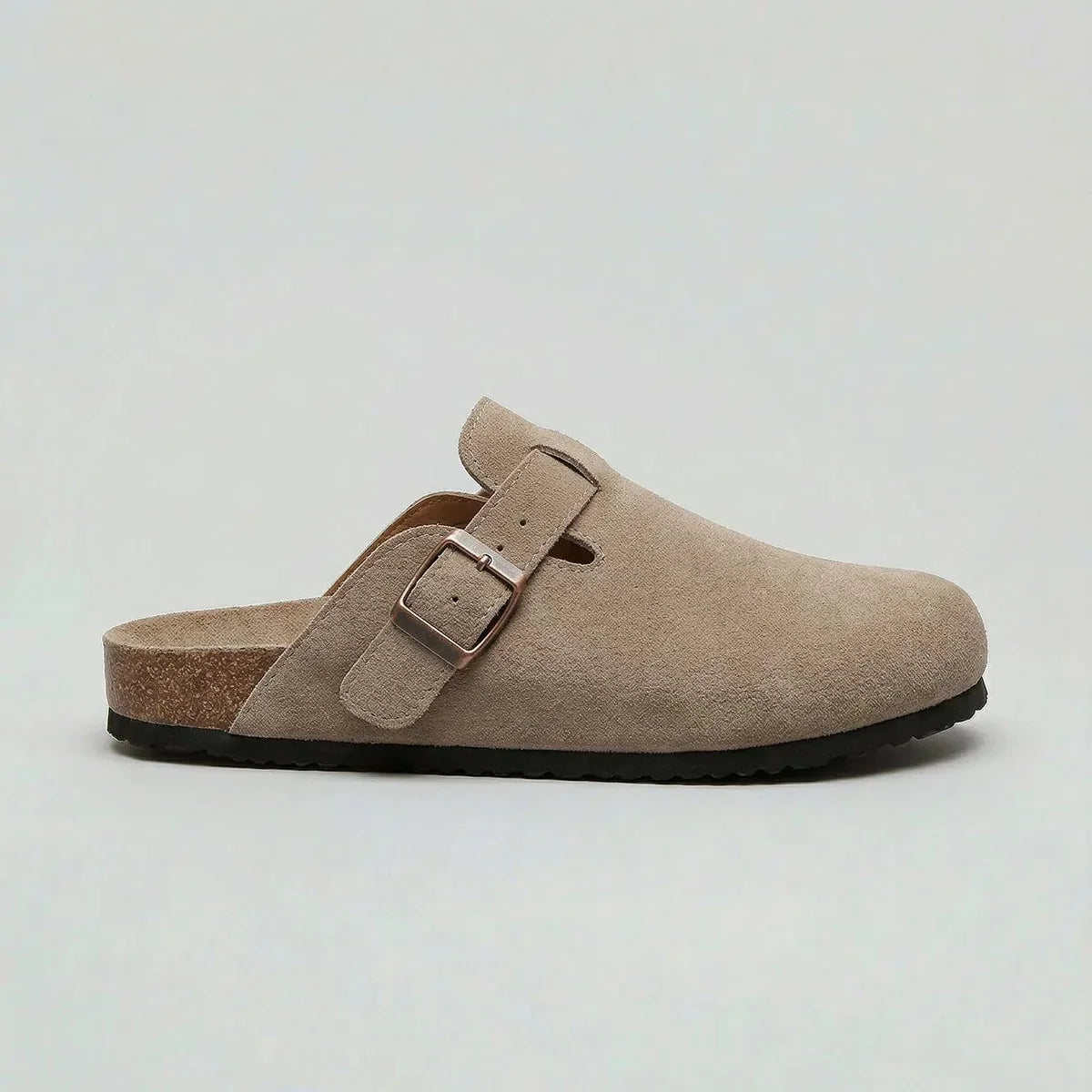 Men's Suede Clogs with Adjustable Buckle