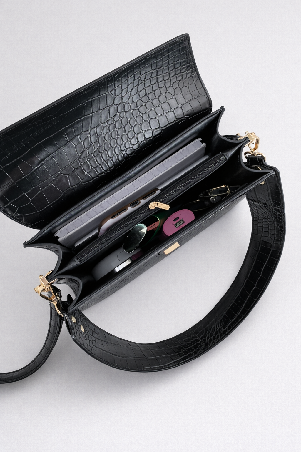 Mini black crossbody bag for work