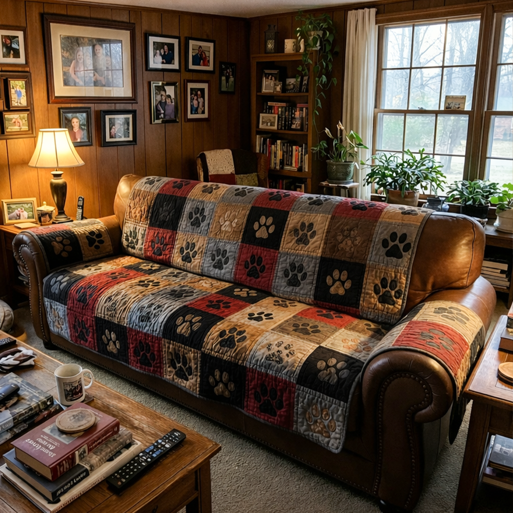 Quilted Pawprint Pet Sofa Cover