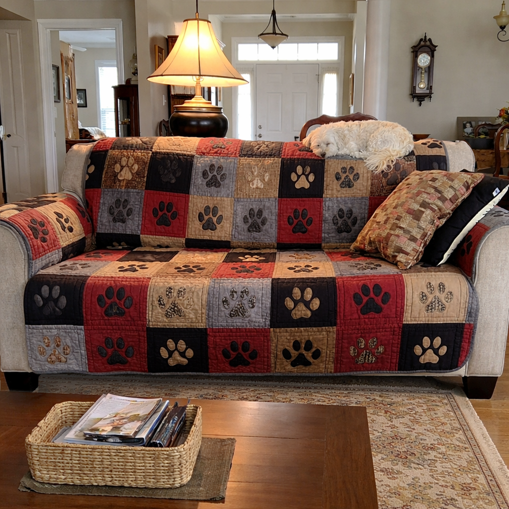 Quilted Pawprint Pet Sofa Cover
