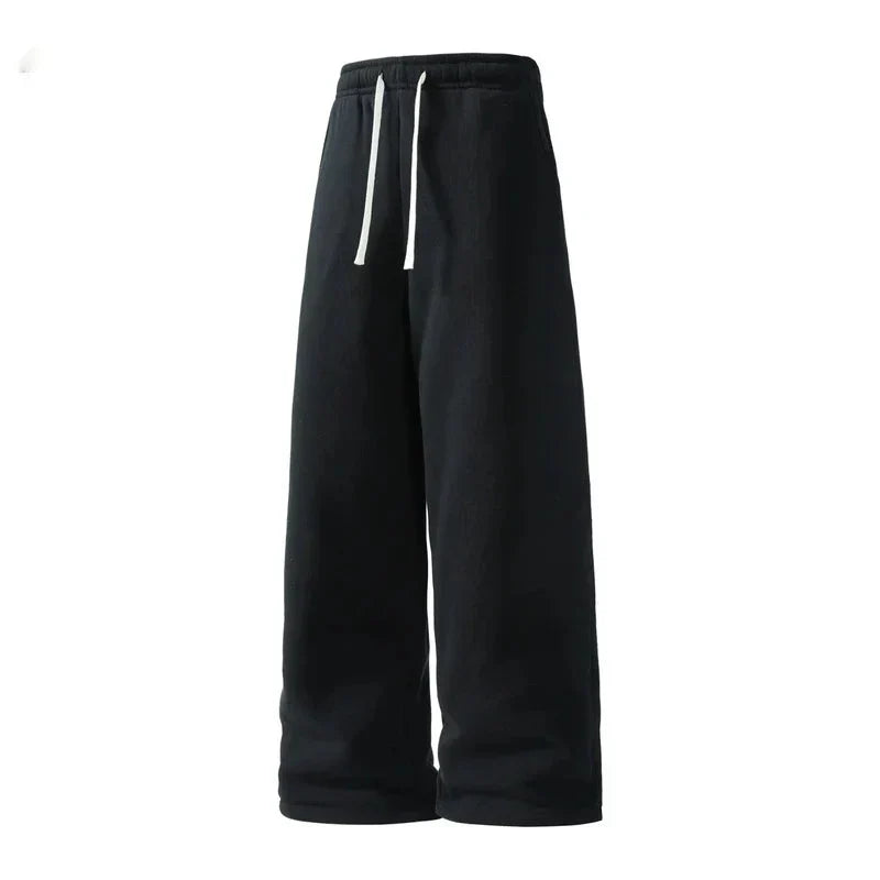 Men's Wide-Leg Sweatpants – Soft Cotton Loose Fit Drawstring Casual Pants