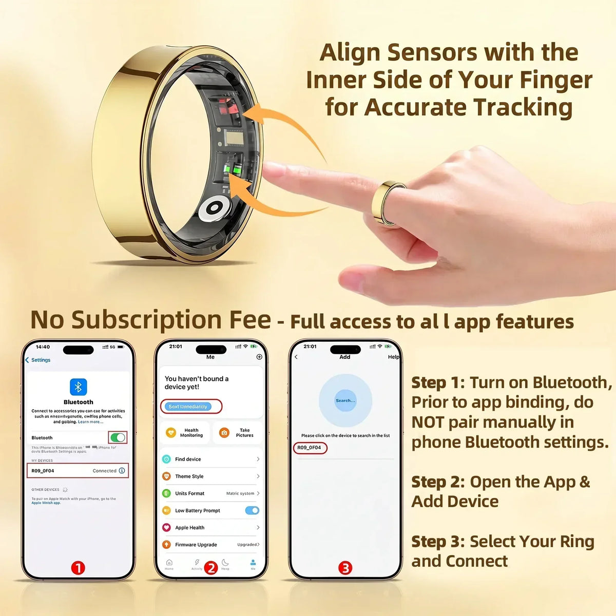 Smart Ring Activity and Sleep Tracker with Heart Rate, Blood Oxygen and Temperature Monitoring