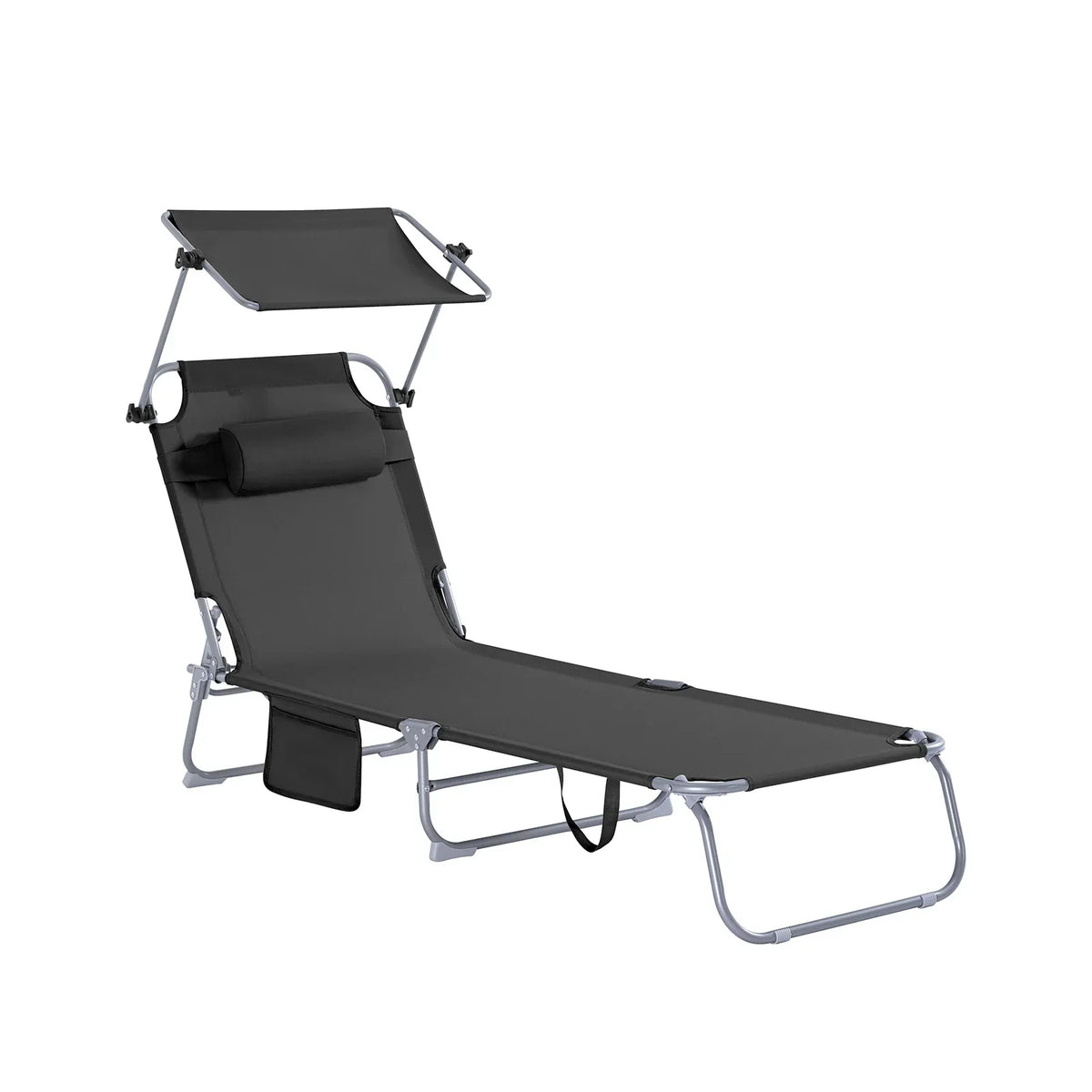 Outdoor Garden Swing Lounger with Metal Frame and Side Storage Bag - Ergonomic Relaxing Rocking Chair for Courtyard, Beach, and Balcony
