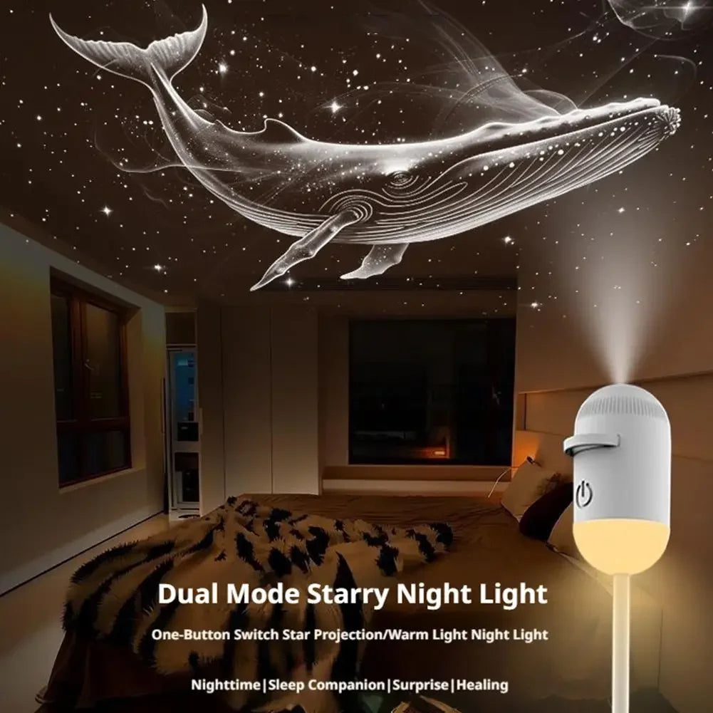 USB Mini Star Projector Night Light with Interchangeable Slide Films – Starry Sky Light for Home and Car