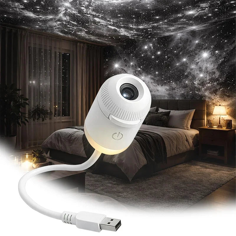 USB Mini Star Projector Night Light with Interchangeable Slide Films – Starry Sky Light for Home and Car