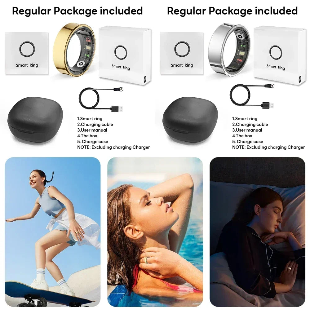 Smart Ring Activity and Sleep Tracker with Heart Rate, Blood Oxygen and Temperature Monitoring