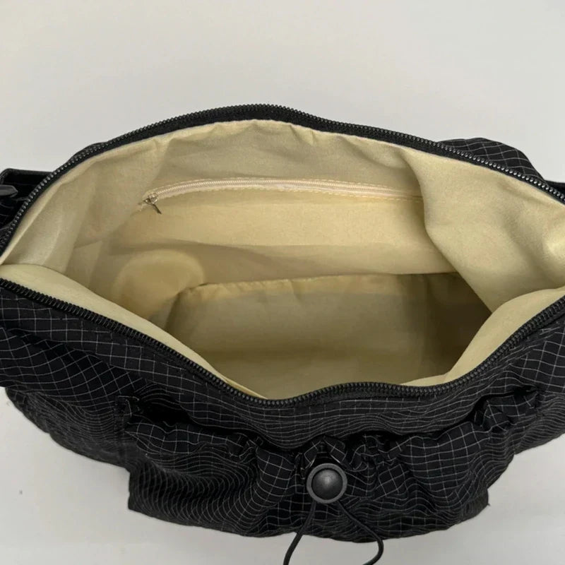Black Nylon Handbag for School with Zip