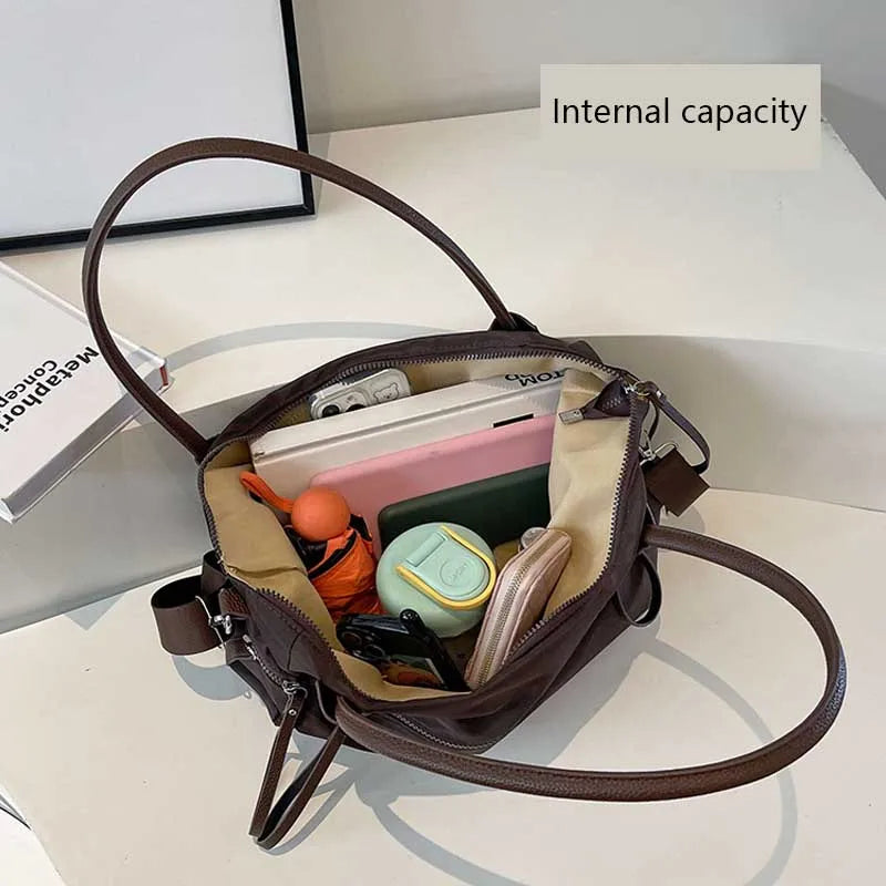 Khaki Nylon Tote Bag for School