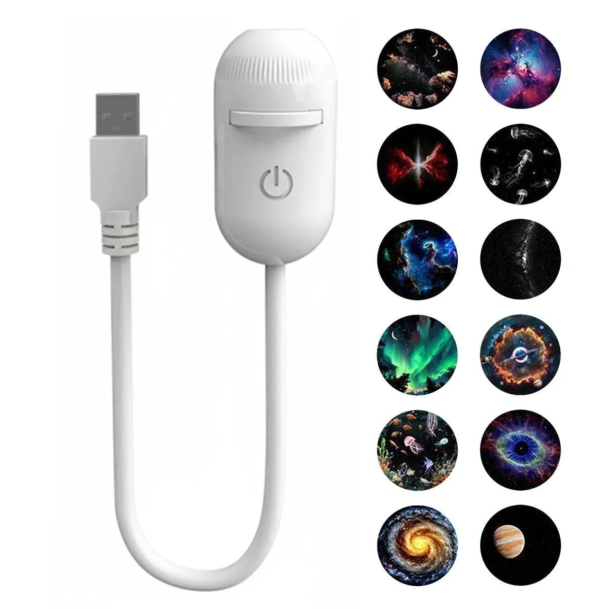 USB Mini Star Projector Night Light with Interchangeable Slide Films – Starry Sky Light for Home and Car
