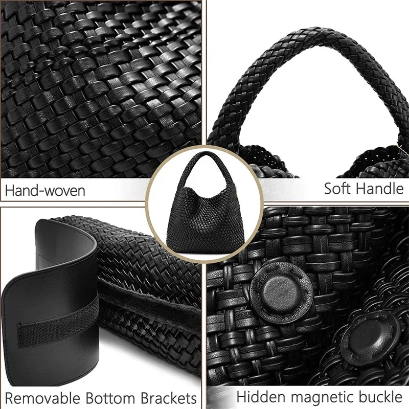 Black vegan leather work bag