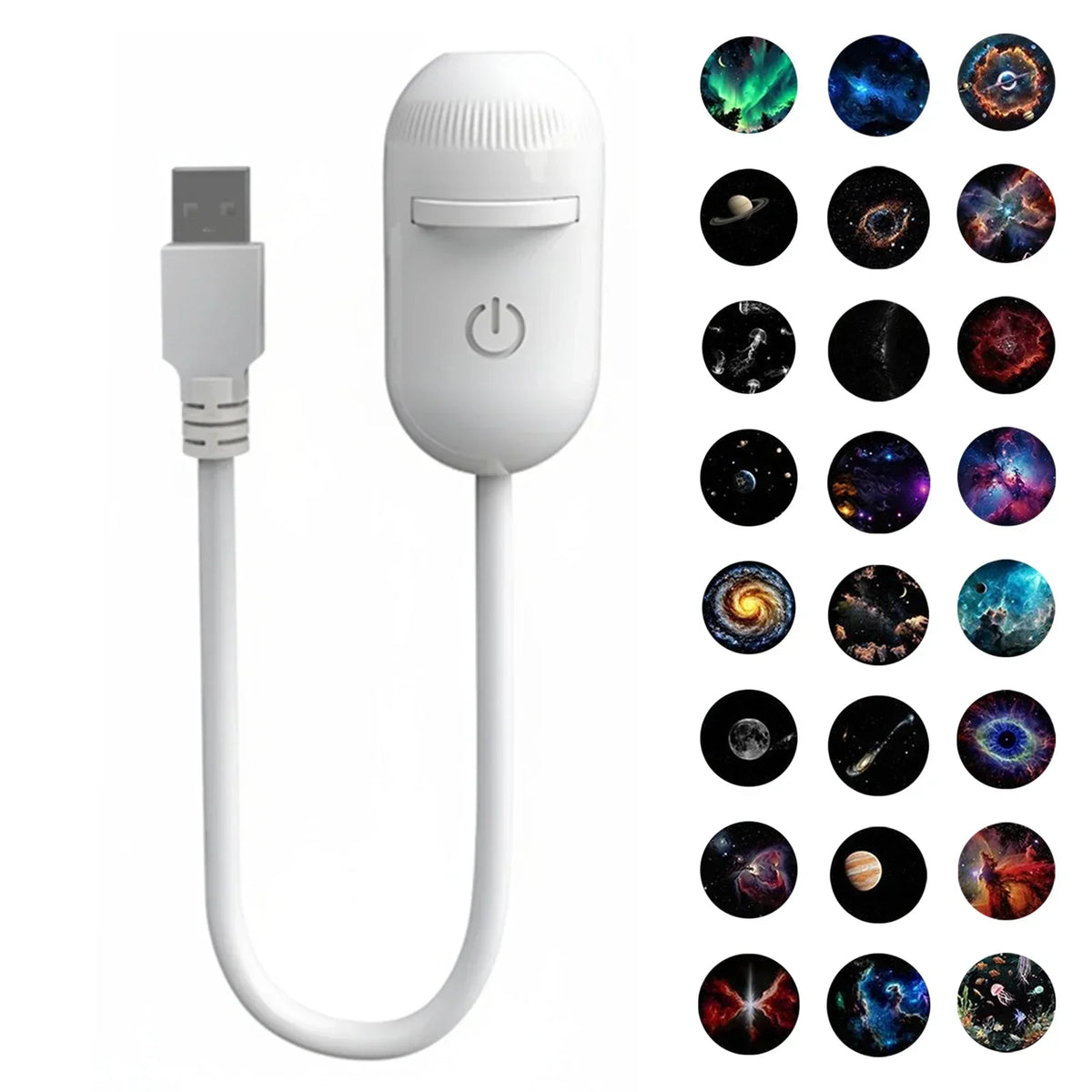 USB Mini Star Projector Night Light with Interchangeable Slide Films – Starry Sky Light for Home and Car