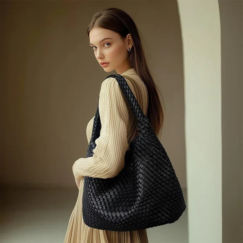 Black vegan leather work bag