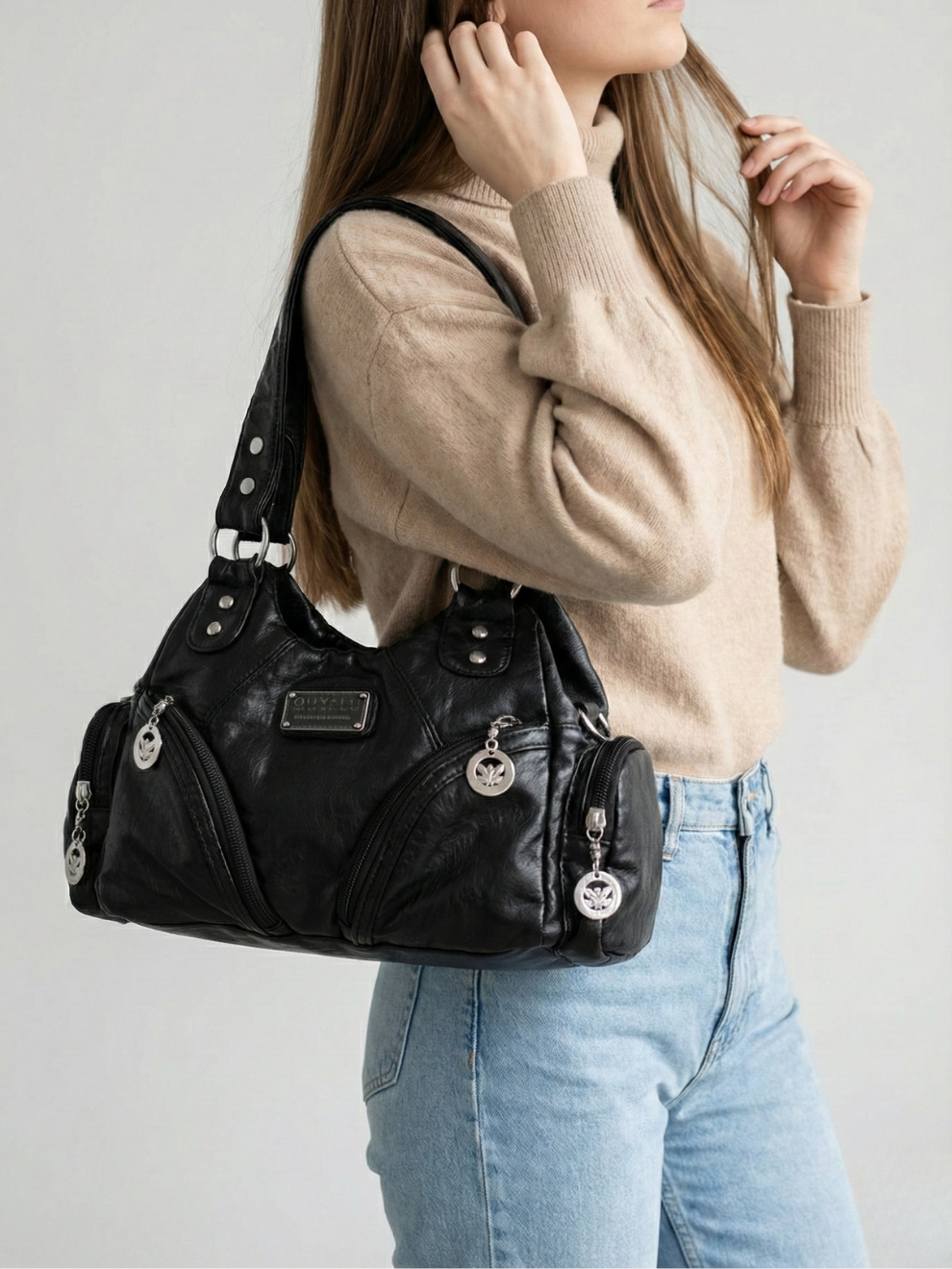 Small black handbag for school