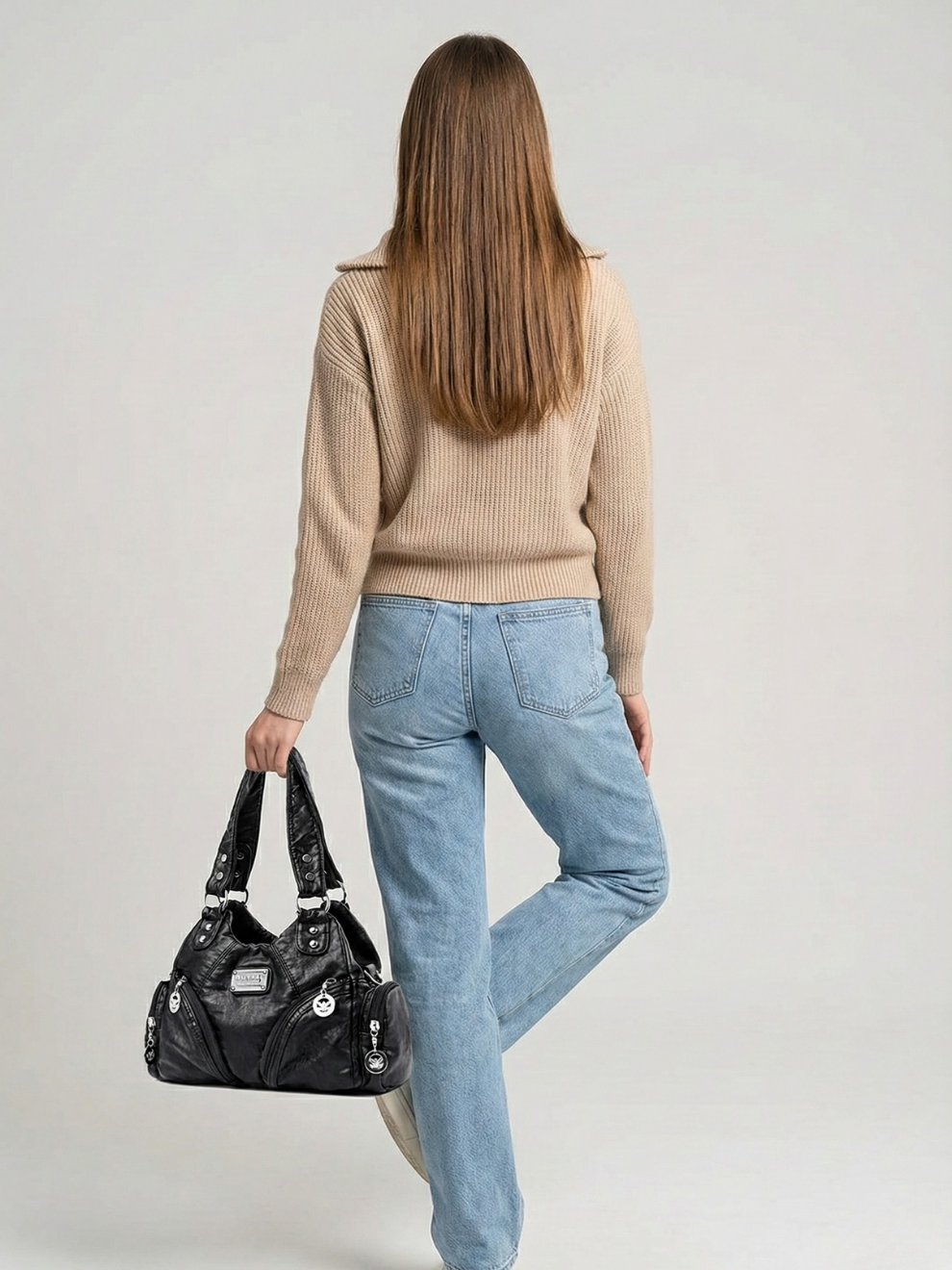 Small black handbag for school