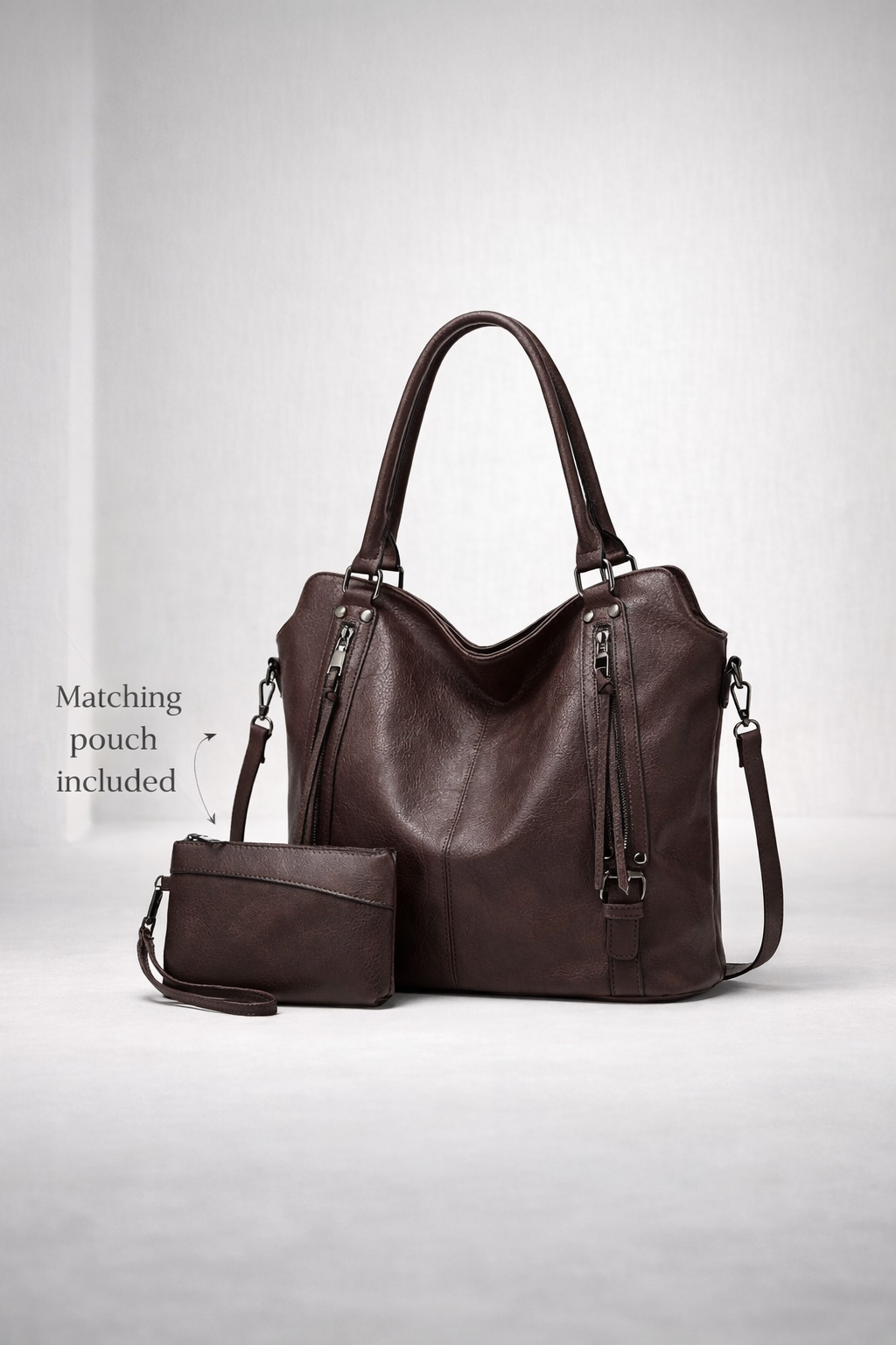 Soft vegan leather shoulder bag for school