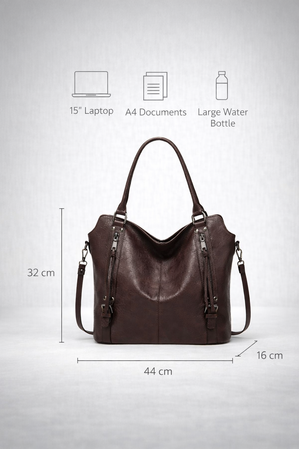 Soft vegan leather shoulder bag for school