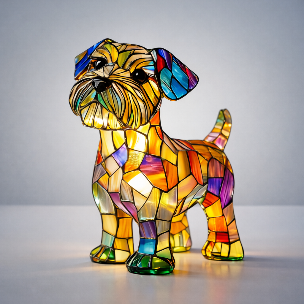Stained Glass Dog Lamp