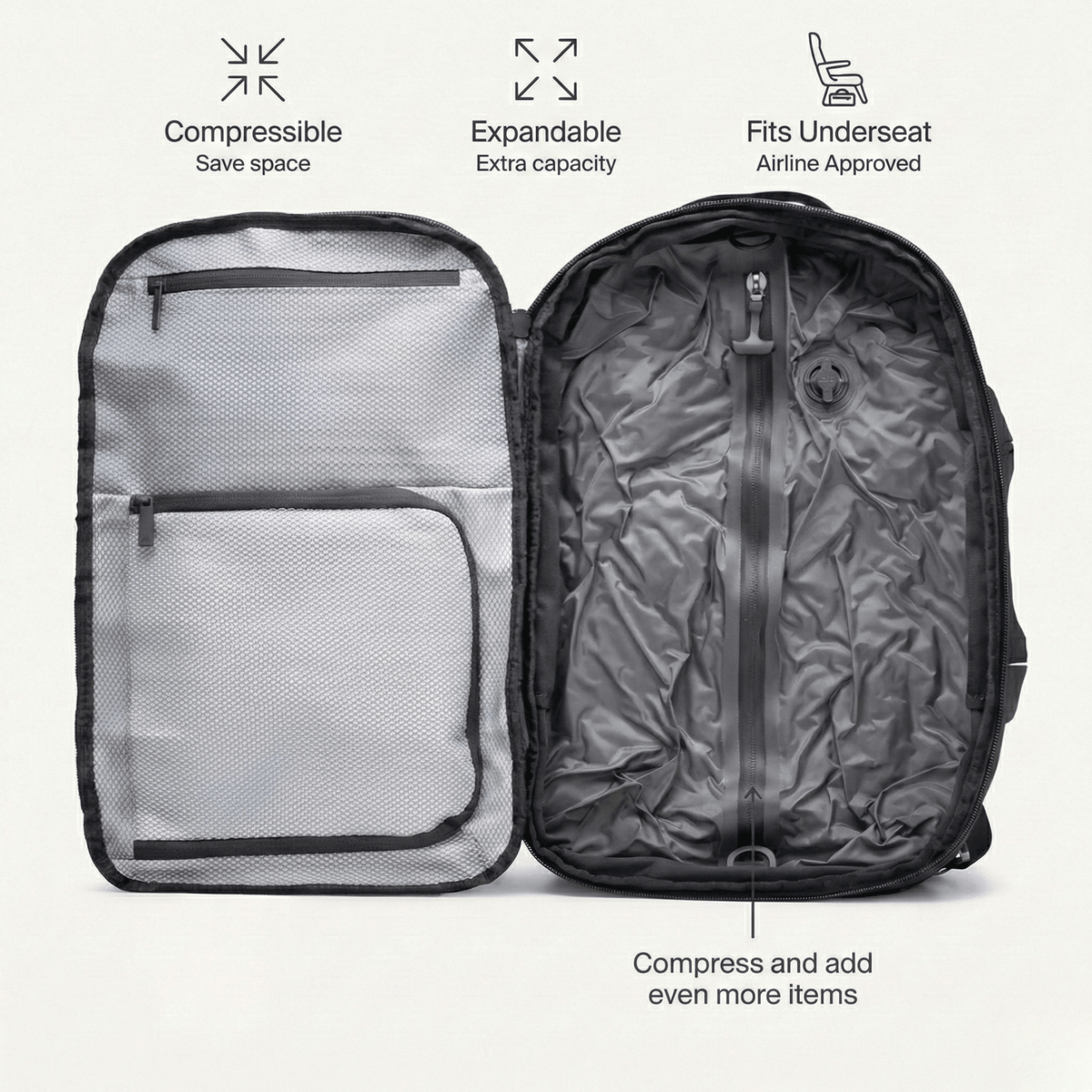 vacuum compression backpack 60L