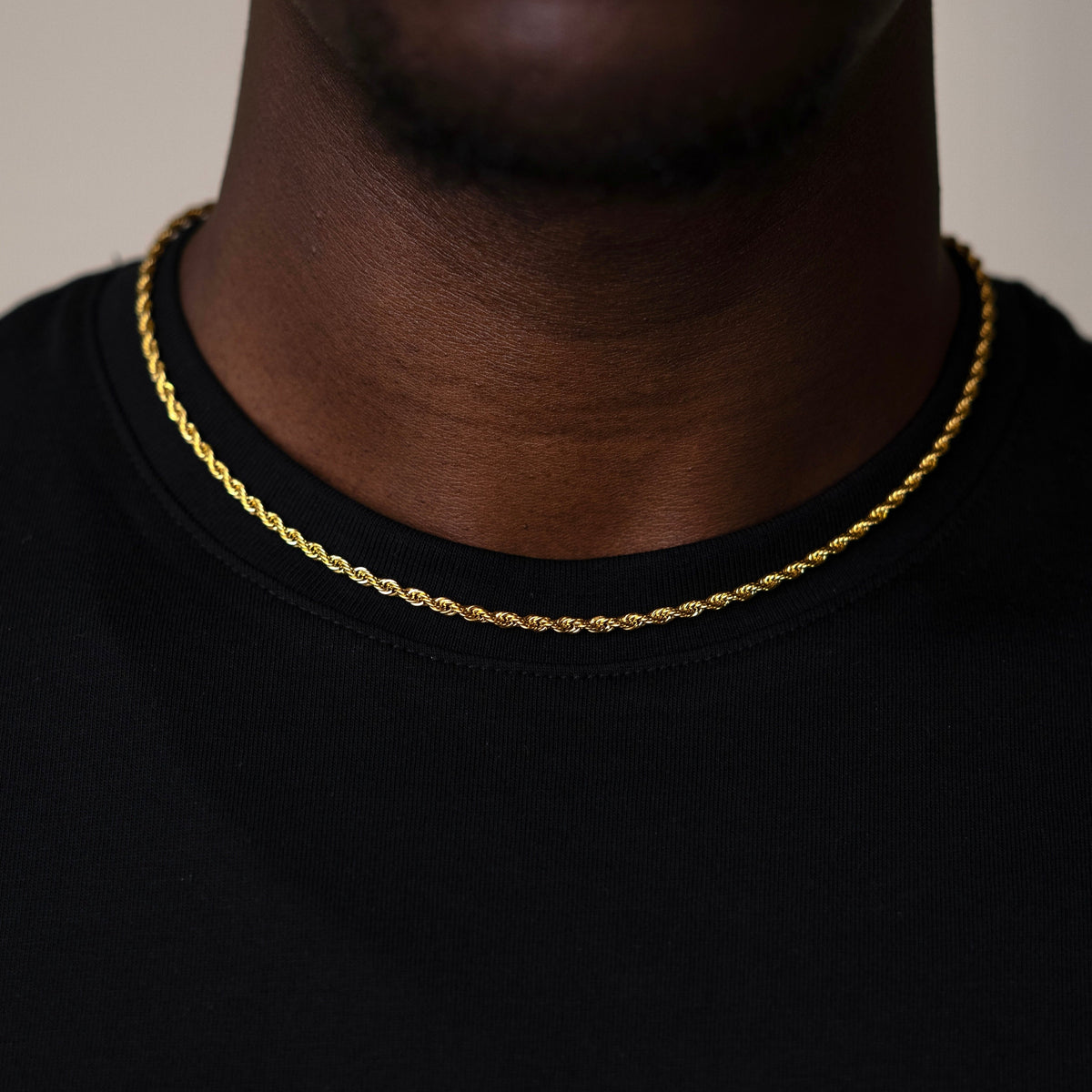 3mm Gold Rope Chain Necklace