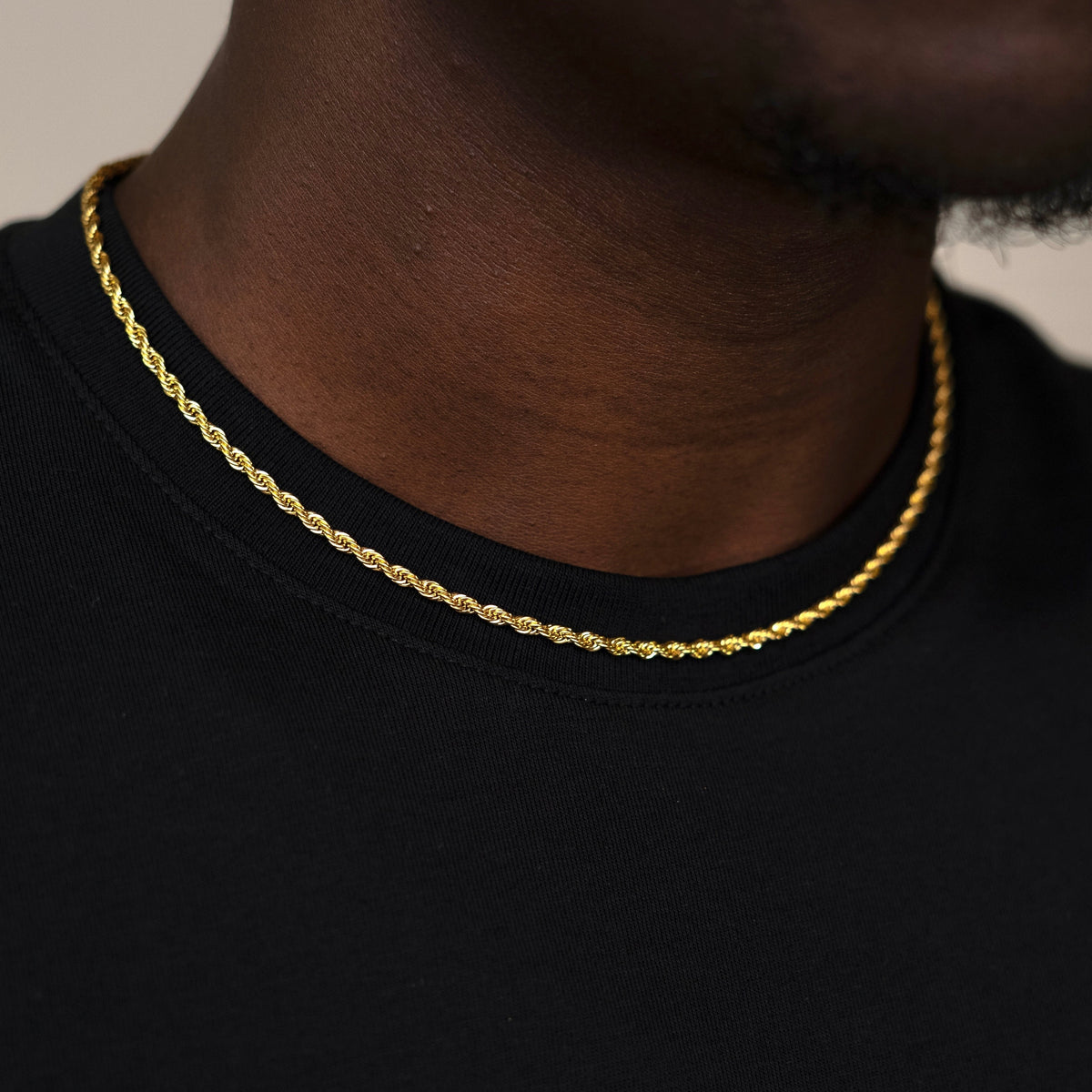 3mm Gold Rope Chain Necklace