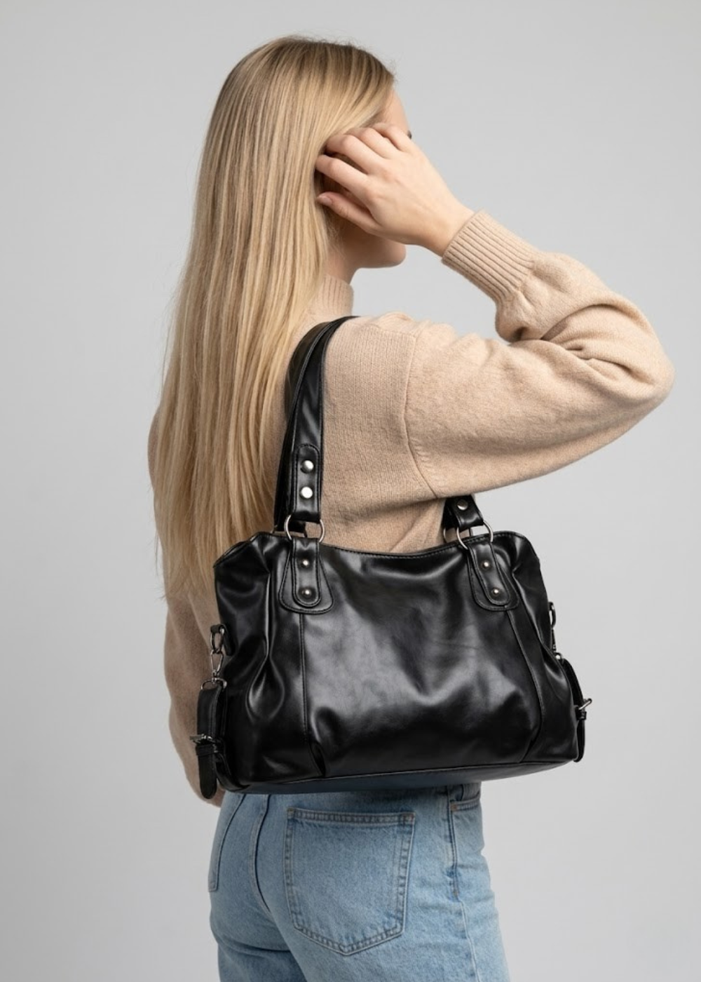 Large black handbag for school