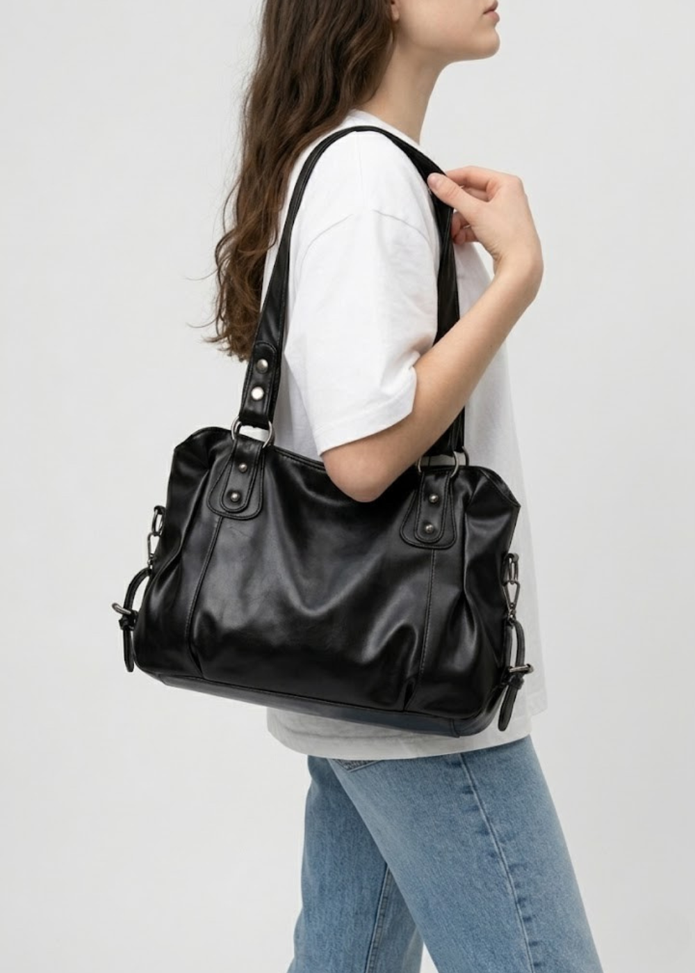 Large black handbag for school