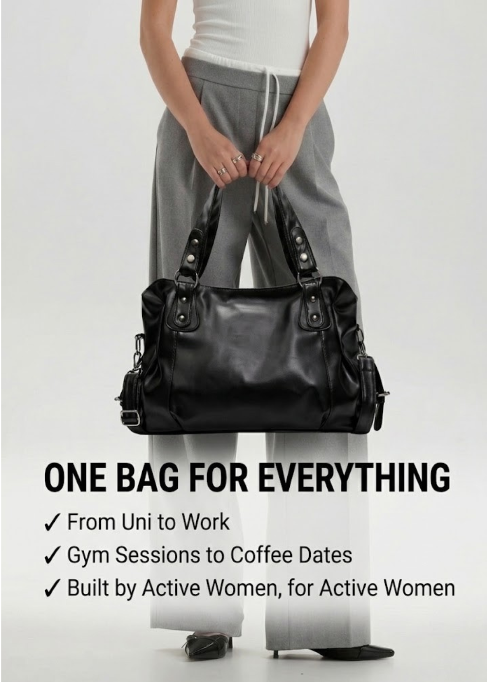 Large black handbag for school