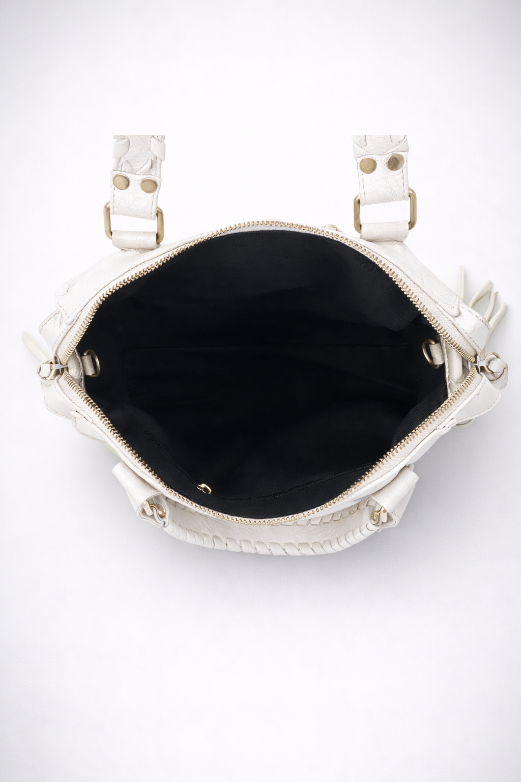 White Vegan Leather Handbag for School