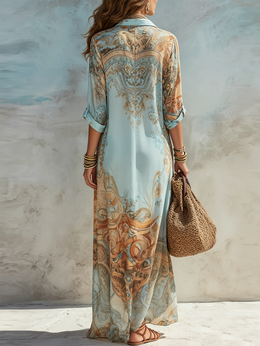 Women's Kaftan Maxi Shirt Dress