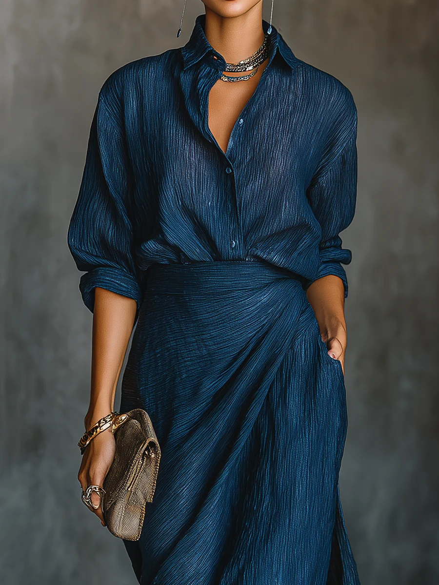 Women's Two-Piece Wrap Top and Maxi Skirt Set