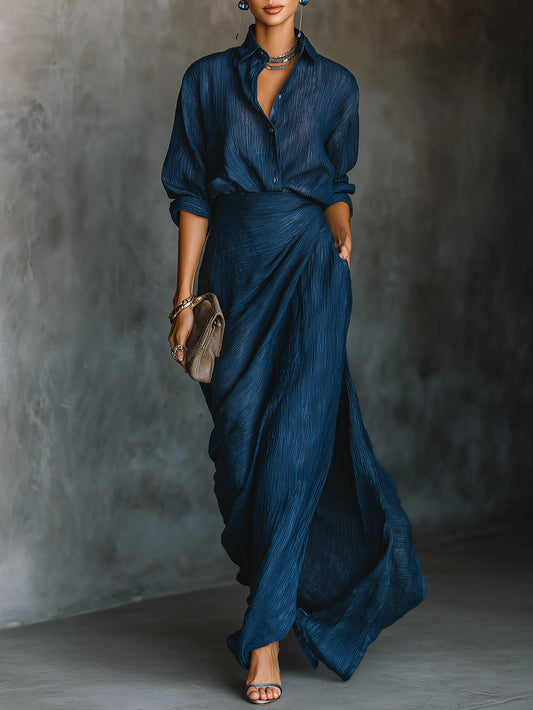 Women's Two-Piece Wrap Top and Maxi Skirt Set