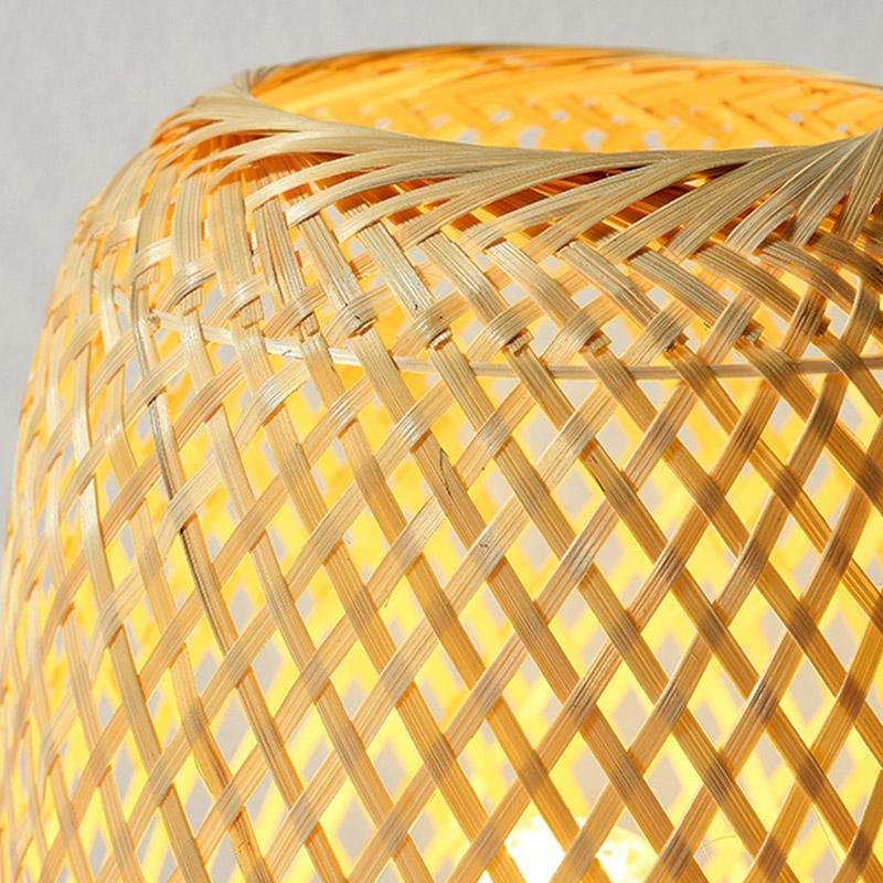 Hand Woven Rattan Japandi Drum Table Lamp