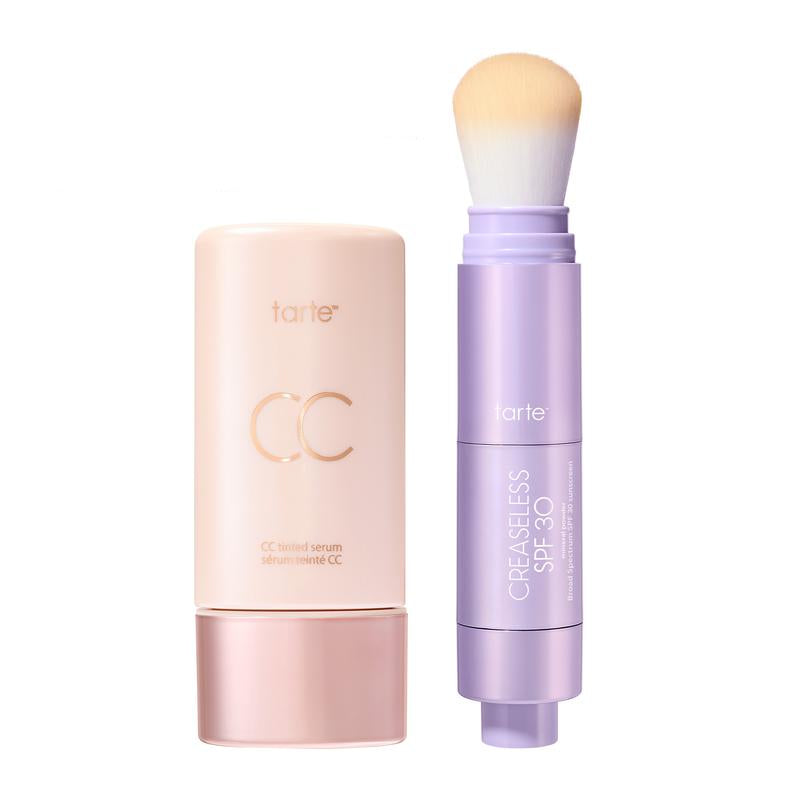 CC color-correcting tinted serum + creaseless setting powder