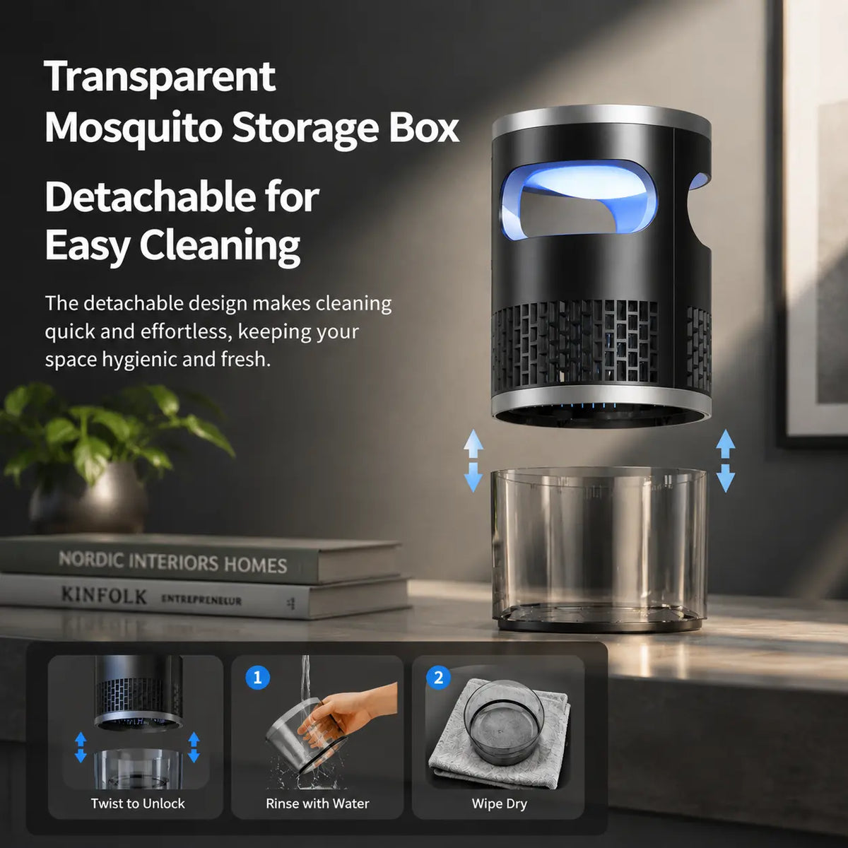 Indoor Insect Trap with Light and Suction