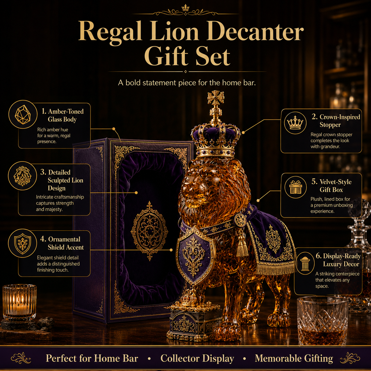 Royal Lion Crown Whiskey Decanter