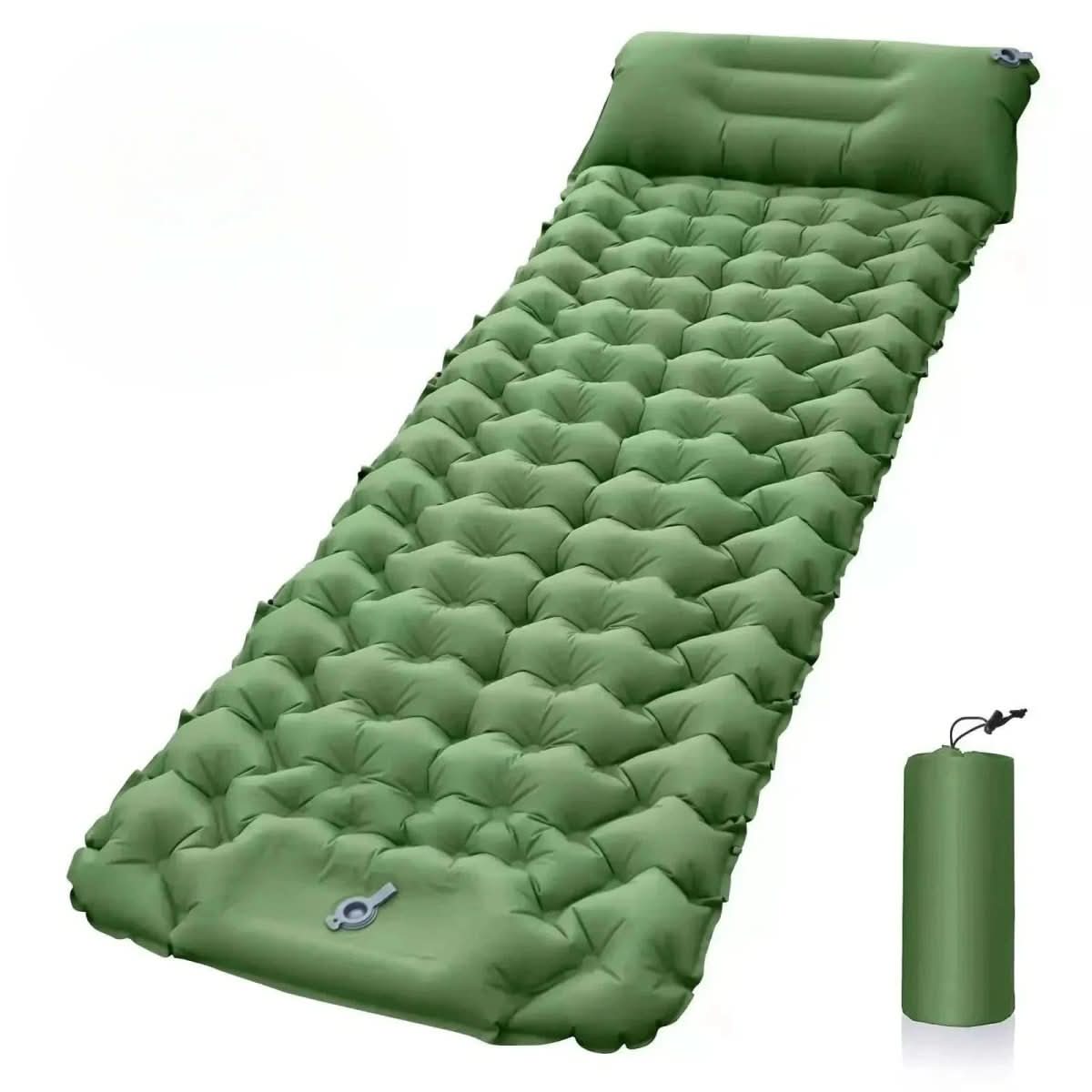 Inflatable Camping Mattress with Foot Pump & Built-In Pillow