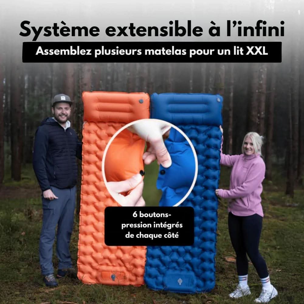Inflatable Camping Mattress with Foot Pump & Built-In Pillow