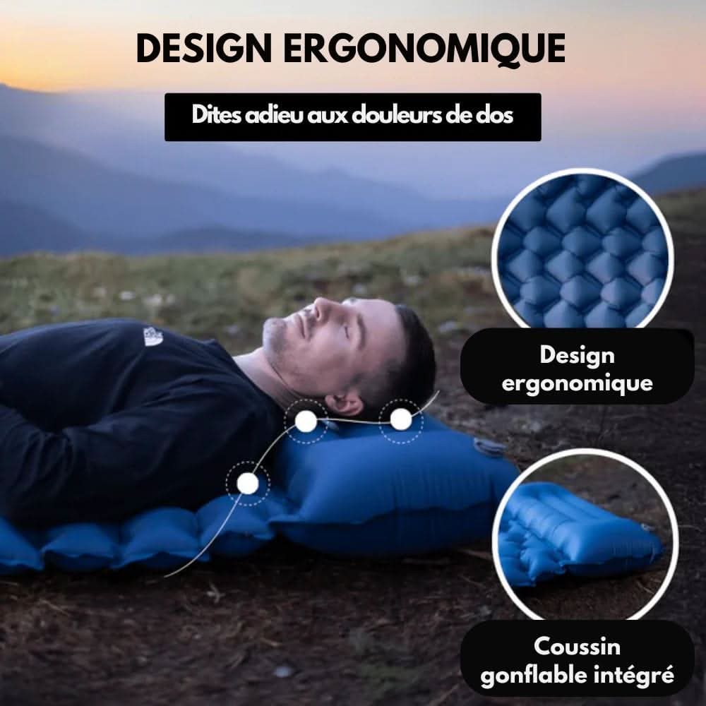 Inflatable Camping Mattress with Foot Pump & Built-In Pillow