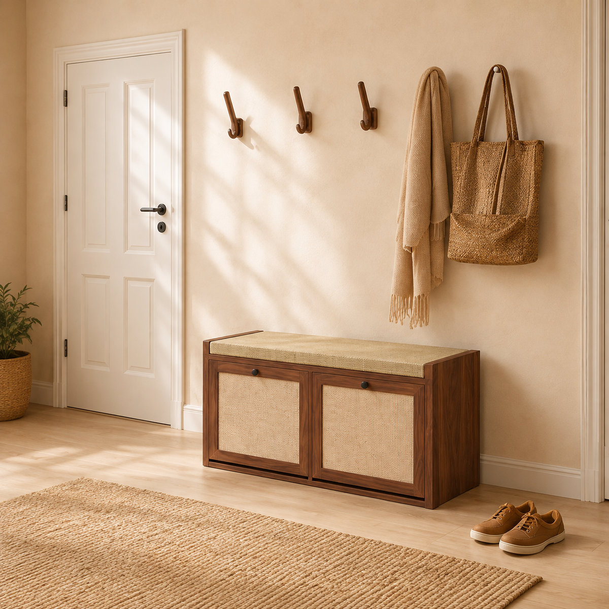Flip-Down Shoe Storage Bench