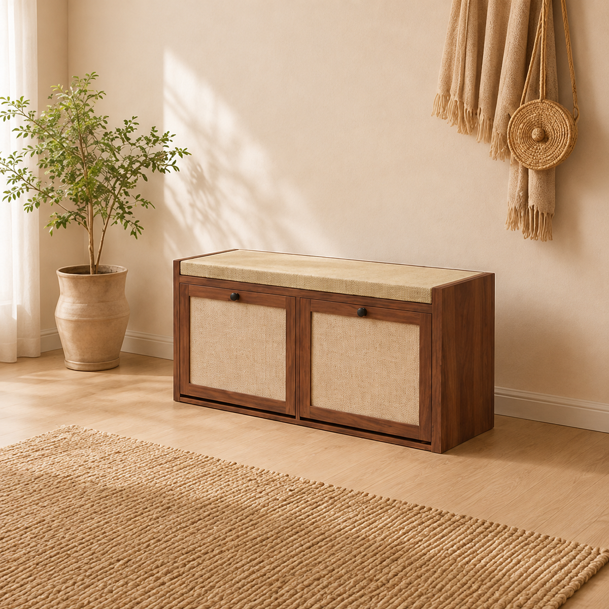 Flip-Down Shoe Storage Bench