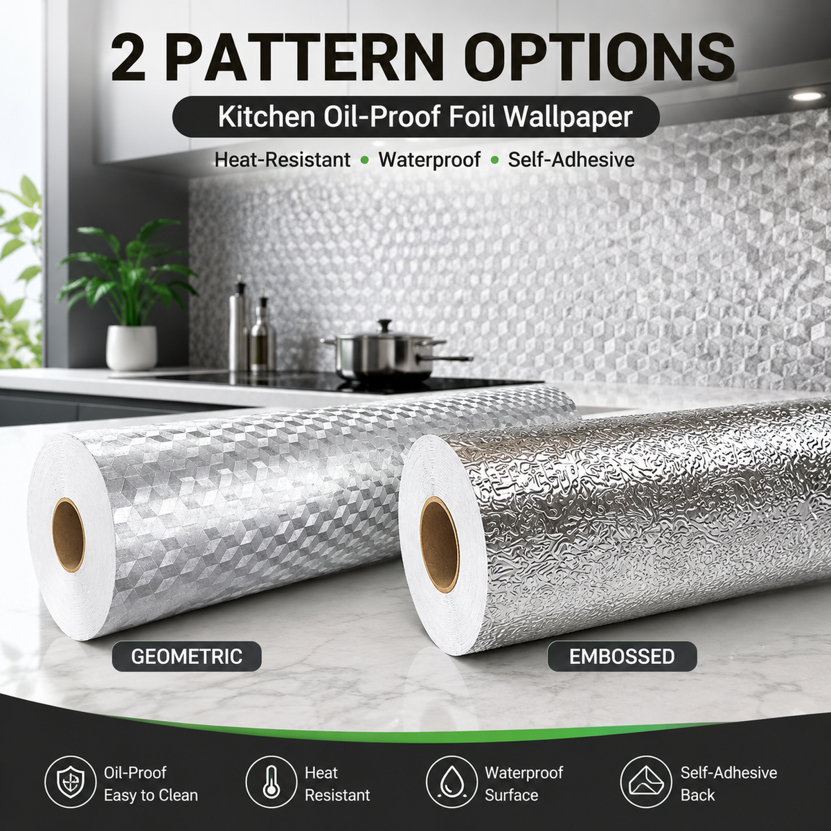 Stainless Steel Oil-Proof Kitchen Contact Paper Roll