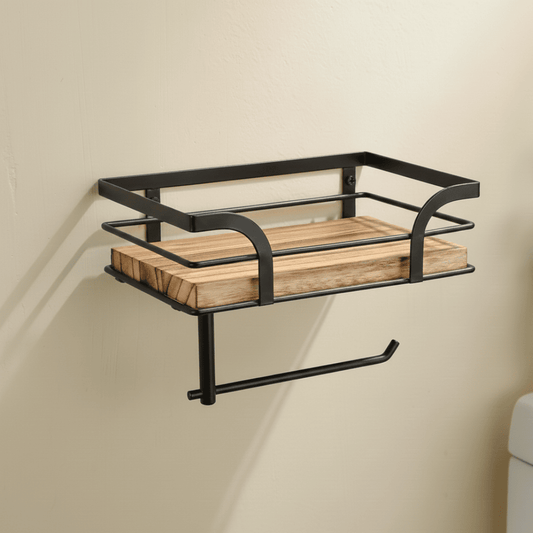 Wrought Iron Decorative Wall Rack for Towels and Bath Accessories