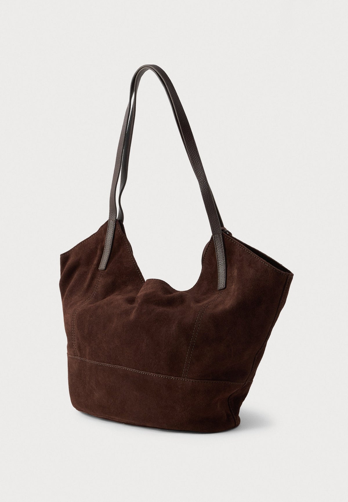 Chocolate Brown Suede & Leather Tote Bag
