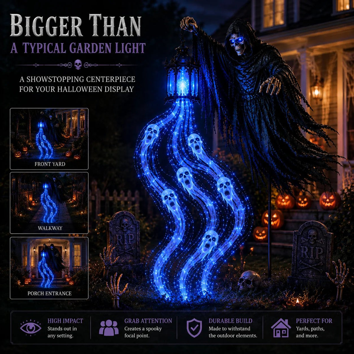 Animated Headless Horseman Halloween Garden Light