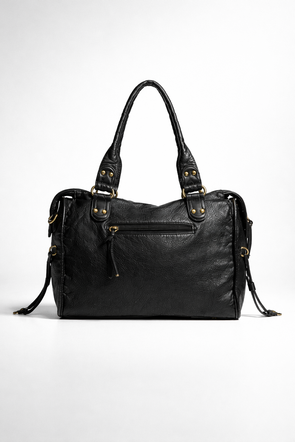 black handbag for school with zipper pockets