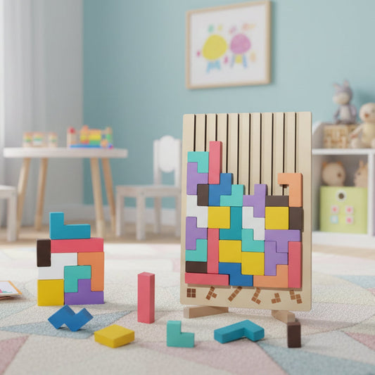 Montessori Wood Tetris Stacking Toy for Learning and Play